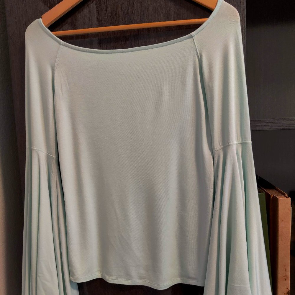 Free people off the shoulder top light blue